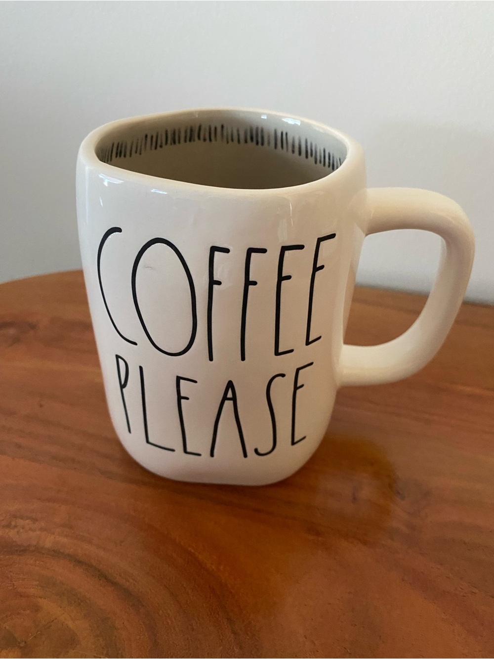 Rae Dunn White Ceramic Mug with Black Lettering